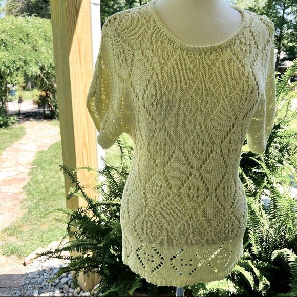 Leo & Nicole Soft yellow/Lime Loose Knit Sweater size Medium - Picture 1 of 7
